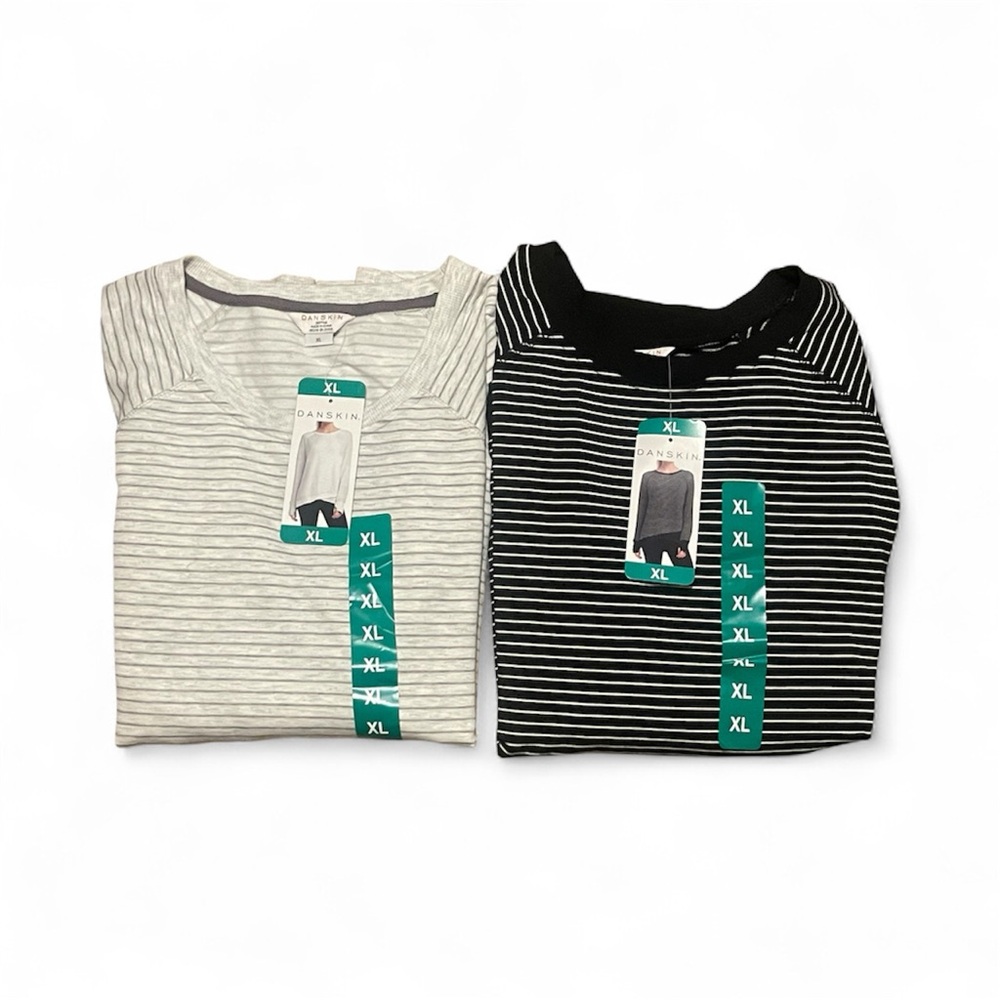 Danskin Black and White Striped Long Sleeve Top bundle size XL new bundle